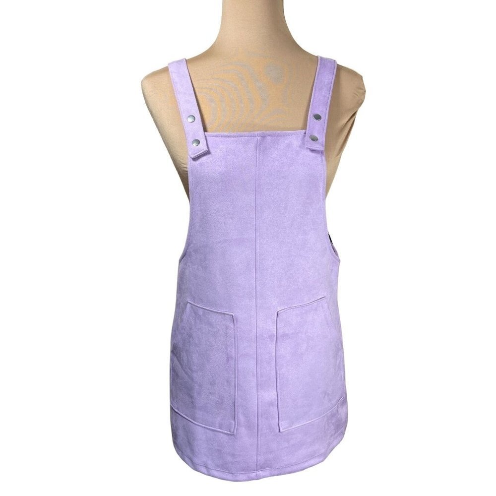 New Forever 21 Women's Pinafore Mini Dress Lavender Purple Microsuede Size Small